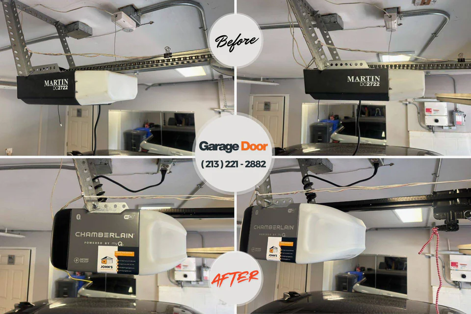 Before and after: garage door repair Galena Park, TX